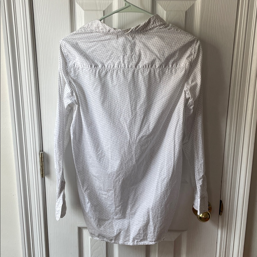 Frank & Eileen FRANK Heart Print Relaxed Button Up Cotton Shirt XS White Grey - Picture 9 of 10